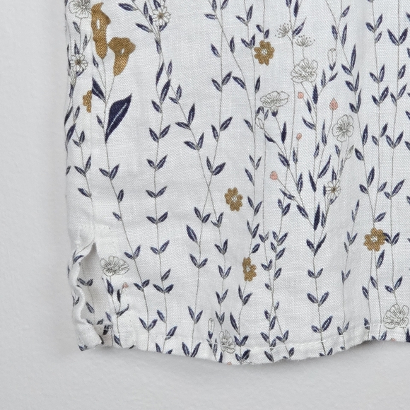 Cynthia Rowley Women's Linen Floral Top Short Sleeve Button Back Cottagecore Sm - Picture 2 of 15
